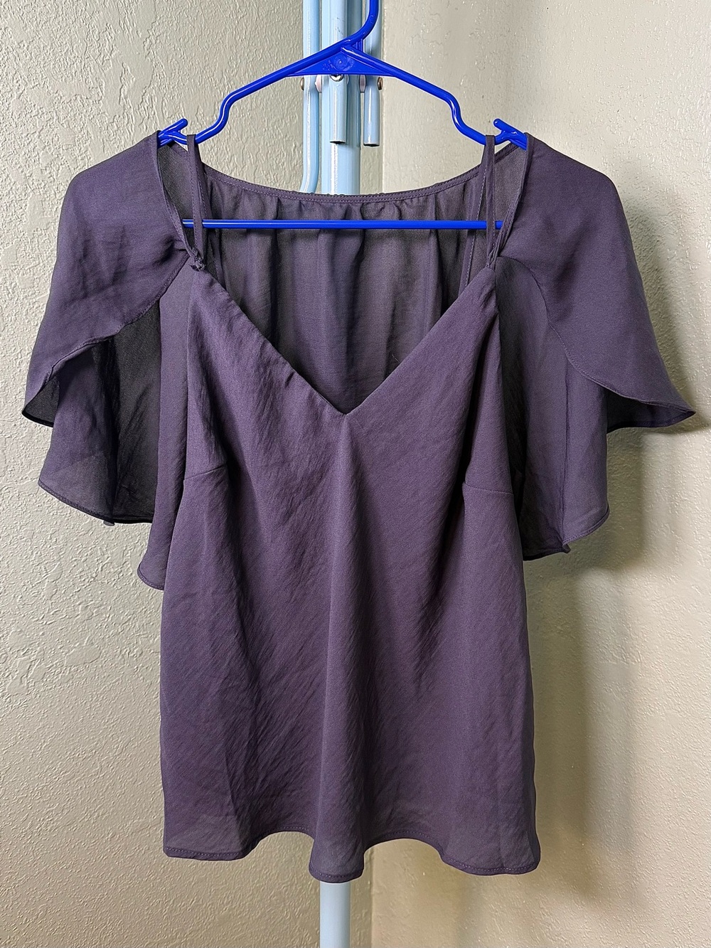 Women’s Flutter Sleeve V-Neck Top - Blue